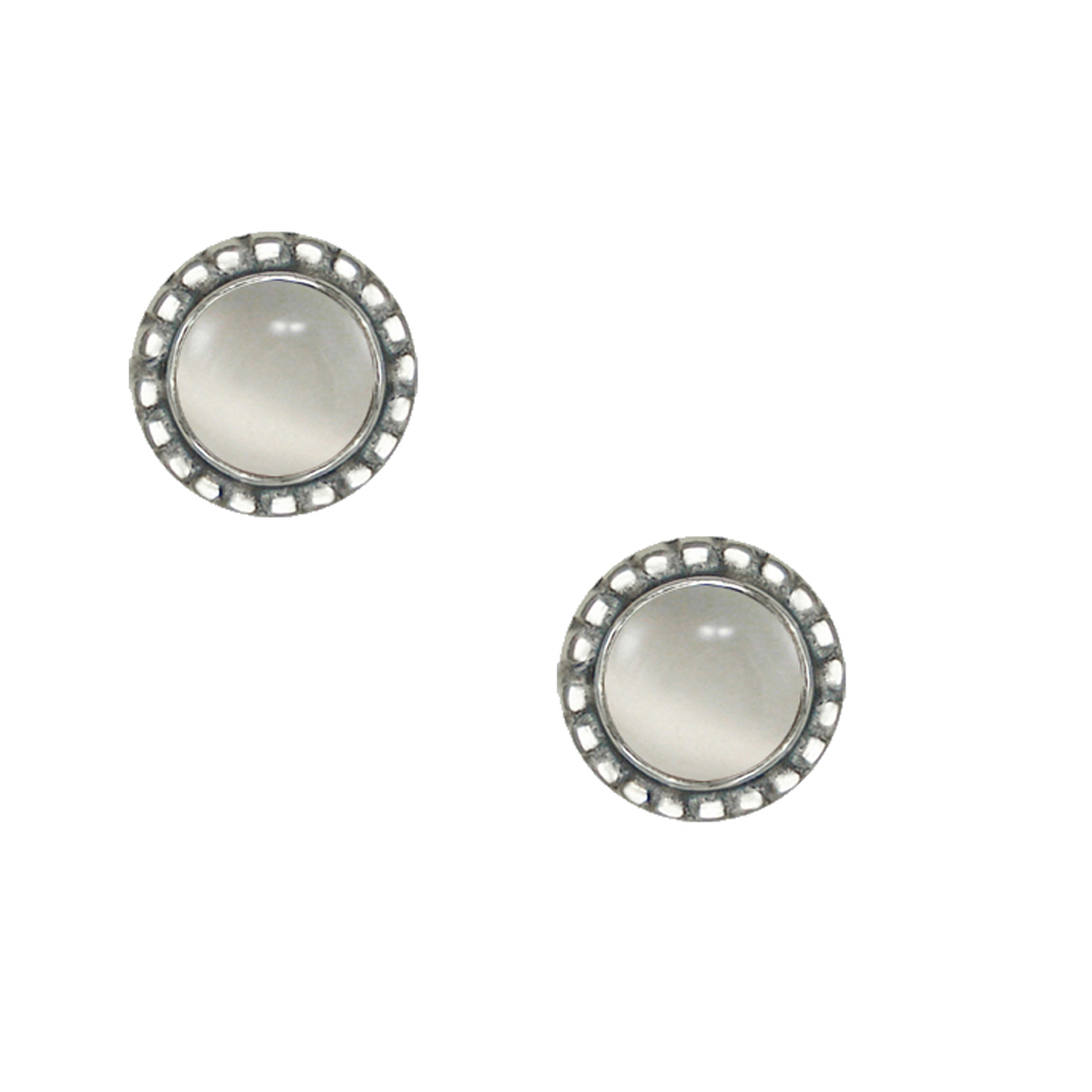 Sterling Silver Small White Moonstone Post Stud Earrings